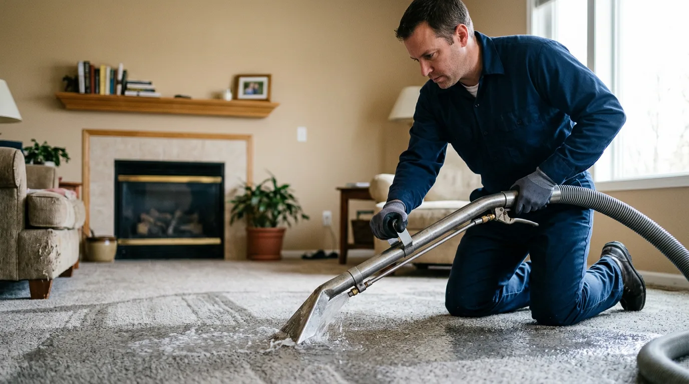 Water damage restoration technician working near Walled Lake, MI
